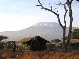 Amboseli Camp With Mount Kilimanjaro Background.
